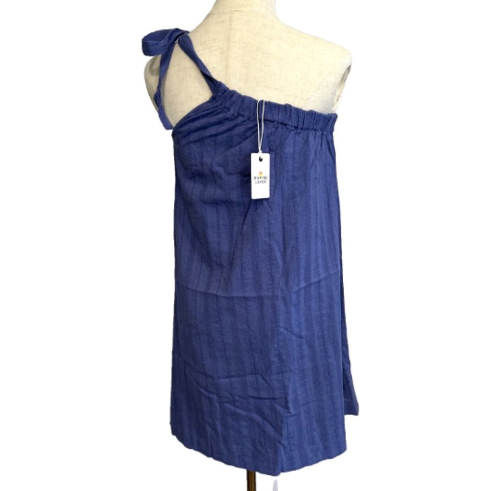 NEW Marine Layer XS Cassia Dress - Marlin One Shoulder Lined Blue 100% Cotton - Picture 5 of 13